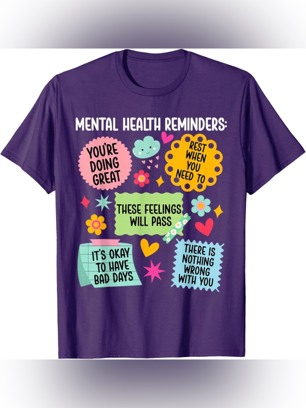 Mental Health Reminders Purple Graphic Tee